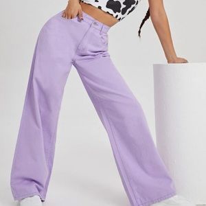 Lilac High Rise Wide Leg Jeans